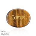 Oval tiger eye worry stone with golden Courage engraving and natural brown stripes - Oval (45mm) / Courage (Tiger Eye Stone)