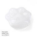 Handcrafted clear quartz cat paw crystal carving ornament, 16.5g weight and 28x30mm size - White Crystal