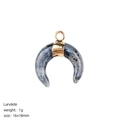 Pendentif lune en larvikite et plaqué or, 16x18mm pour la création de bijoux DIY - Larvikite