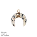 Pendentif lune en jaspe dalmatien avec bélière dorée, 16x18mm, pour création bijoux - Jaspe dalmatien