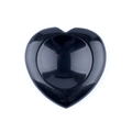 Polished black obsidian heart thumb stone with smooth worry groove carving - Obsidian Thumb Stone
