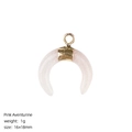 Pendentif croissant en aventurine rose avec fermoir doré pour bijoux DIY, 16x18mm - Aventurine Rose