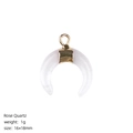 Pendentif lune en quartz rose naturel avec fermoir doré breloque pierre de 16x18mm - Quartz rose