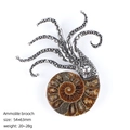 Octopus brooch with natural ammolite fossil and silver metal frame, size 54x63mm - Ammonite Fossil Brooch