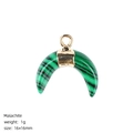 Pendentif croissant en malachite avec bélière dorée, 16x16mm pour création bijoux - Malachite