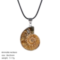 Natural ammolite fossil necklace with silver edging and black cord, 30x35mm size - Ammonite Fossil Necklace