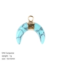 Pendentif demi-lune en turquoise bleue avec bordure dorée pour la création de bijoux - Turquoise Bleue