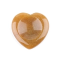 Polished 40mm heart-shaped natural yellow crystal thumb stone with smooth groove - Yellow Jade Stone