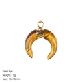 Pendentif demi-lune en oeil de tigre avec bélière dorée et motif de pierre naturelle - Œil de tigre
