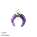 Pendentif lune en améthyste naturelle avec bord doré, pesant 1g et taille 16x19mm - Améthyste