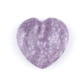 Polished lavender purple heart-shaped natural crystal worry stone with unique mineral texture - Lepidolite Thumb Stone