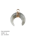 Pendentif croissant en labradorite grise avec boucle dorée 16x18mm pour bijoux DIY - Labradorite grise