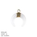Pendentif lune en jade blanc avec fermoir doré pour bijoux DIY, 16x18mm et 1g - Jade Blanc