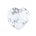 40mm heart-shaped white howlite thumb stone with polished natural grey marble texture - Howlite Stone