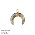 Pendentif croissant en labradorite verte avec anneau doré de 16x18mm - Labradorite Verte