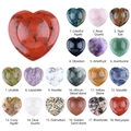 Polished 40mm heart-shaped palm stones in 18 assorted natural crystals and gemstones - Mixed Random