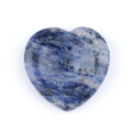 Polished heart-shaped blue sodalite thumb stone with natural white and grey mineral veins - Sodalite Thumb Stone