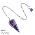 Natural Amethyst crystal pendulum pendant with silver chain for yoga meditation - Amethyst
