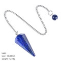 Natural lapis lazuli hexagonal dowsing pendulum with silver chain and 38mm stone pendant - Lapis Lazuli