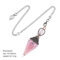 Rosenquarz Pendel mit Kupfer-Sechskantkegel und goldenem Draht für Meditation - Rosenquarz (Antikrot)