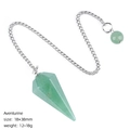 Natural green aventurine crystal pendulum with 38mm hexagonal point and silver chain - Green Aventurine