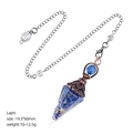Lapis Lazuli Kristall-Pendel in Kegelform mit antikem Kupferdeckel und langer Kette - Lapislazuli (Antikrot)