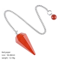 Natural Red Jasper hexagonal prism pendulum pendant with silver chain for meditation - Red Jasper