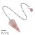 Strawberry quartz hexagonal crystal pendulum with silver chain for meditation - Strawberry Quartz
