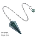 Moss agate hexagonal pendulum pendant with silver chain for yoga meditation - India Agate