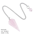 Pink rose quartz hexagonal crystal pendulum with silver chain for yoga meditation - Rose Quartz