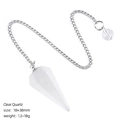 Clear quartz 18x38mm hexagonal crystal pendulum with silver chain for meditation - White Crystal