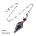 Obsidian Orgonit Pendel mit Kupferspirale und Harzkegel für Meditation, 19,5x60mm - Obsidian (Antikrot)