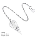 White Howlite hexagonal cone crystal pendulum with silver chain for dowsing meditation - Howlite