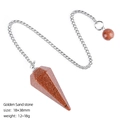 Polished goldstone hexagonal crystal pendulum pendant with silver chain and bead - Gold Sandstone (Artificial)