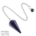 Blue Goldstone hexagon cone pendulum with silver chain for meditation and yoga - Blue Sandstone (Artificial)