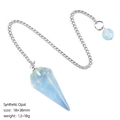 Blue synthetic opal hexagonal pendulum pendant with silver chain and bead, 18x38mm - Opal (Synthetic)