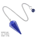 Synthetic Lapis Lazuli hexagonal pendant with silver chain for meditation and yoga - Dyed Lapis Color