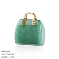 Mini colgante de bolso en aventurina verde con asa dorada 25x27mm para joyería DIY - Aventurina Verde