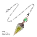 Olivin Kristallpendel mit Bronze-Kappe und Silberkette für spirituelle Meditation - Peridot Kristall (Antikrot)