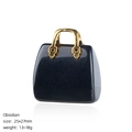 Colgante mini bolso de obsidiana negra con asa dorada, tamaño 25x27mm accesorio DIY - Obsidiana