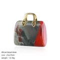 Colgante de bolso en piedra de sangre africana con asa dorada para collares de DIY - Piedra de Sangre Africana