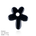 Colgante de flor en obsidiana negra pulida 30x35mm para creación de joyas DIY - Flor de Obsidiana