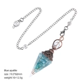 Sechseckiges blaues Apatit Kristallpendel mit Antik Bronze Metall und zarter Kette - Blauer Apatit (Antikrot)