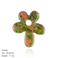 Unakit-Anhänger in Blumenform mit grüner und oranger Natursteinmaserung für DIY - Unakit Blume