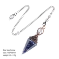 Wünschelrute aus Blauem Sandstein mit Vintage-Kupferkappe und silberner Metallkette - Blauer Sandstein (Antik-Kupfer)
