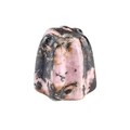 Polished Rhodonite gemstone bead in carved cylinder shape with pink and black patterns - Rhodonite (20mm Flower Incense Base)