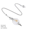 Clear Quartz Reiki healing crystal pendant with gold Cho Ku Rei symbol and silver chain - Clear Quartz