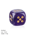 15mm natural amethyst crystal dice with gold numbers and smooth rounded corners - Amethyst