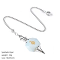 Synthetic opal pendulum for divination with gold reiki symbols and silver chain - Synthetic Opal
