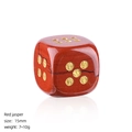 Handcrafted 15mm red jasper stone dice with engraved gold numbers for tabletop games - Red Jasper
